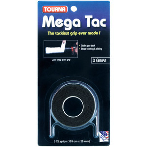 [투나 메가택 오버그립 3개 팩 블랙] Tourna Mega Tac Overgrip 3 Pack Black