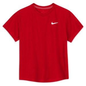 [나이키 남자 쥬니어 코트 드라이핏 빅토리 반팔 테니스 상의] NIKE Boy&#039;s Court Dri-FIT Victory Short Sleeve Tennis Top - University Red