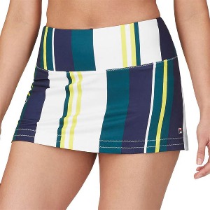 [휠라 여성용 Heritage 프린트 테니스 스커트] FILA Women`s Heritage Printed Tennis Skirt - Bold Teal Stripe