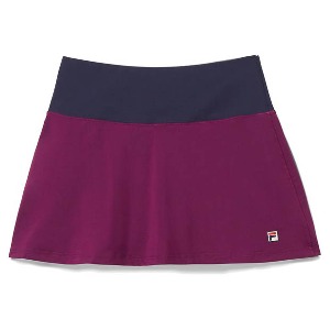 [휠라 여성용 Heritage 컬러블럭 테니스 스커트] FILA Women`s Heritage Color Blocked 14.5 Inch Tennis Skirt - Magenta Purple