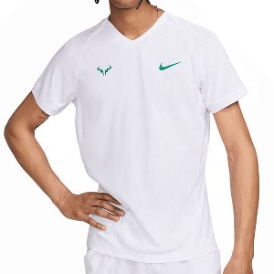 [나이키 남성용 라파 나달 드라이핏 어드밴티지 테니스 크] NIKE Men`s Rafa Dri-Fit Advantage Tennis Crew - White and Malachite
